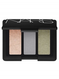 Sophisticated and striking combinations of NARS eyeshadow shades. Worn separately or together, all Trio Eyeshadow shades feature micronized powders that are highly pigmented, long-wearing and crease-resistant. Color glides on smoothly and evenly and blends effortlessly. True color applicationCan be applied dry or with a dampened brush for more intensityMulti-function use for shading, lining and highlighting the eyes 