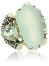 Judith Jack Mint Sterling Silver, Marcasite, Chalcedony and Green Amethyst Ring, Size 8