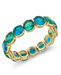 Be mesmerized by cool blues. This Charter Club bracelet features blue-colored plastic beads on a 14k gold-plated mixed metal setting. Bracelet stretches to fit wrist. Approximate diameter: 2-1/4 inches. Be mesmerized by cool blues. This Charter Club bracelet features blue-colored plastic beads on a 14k gold-plated mixed metal setting. Bracelet stretches to fit wrist. Approximate diameter: 2-1/4 inches.