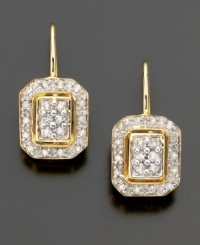 With stunning diamonds framed in even more diamonds, what is there not to love? Round-cut diamonds (1/4 ct. t.w.) are set pavé-style in 14k gold for the perfect diamond earrings. With stunning diamonds framed in even more diamonds, what is there not to love? Round-cut diamonds (1/4 ct. t.w.) are set pavé-style in 14k gold for the perfect diamond earrings.