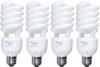 Full Spectrum Light Bulb - ALZO 27W Compact Fluorescent - Case of 4 - Daylight Balanced 5500K - Pure White Light