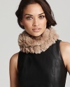 525 America's rabbit fur neck warmer is rendered in a rich crème brûlée, making it a sophisticated accessory for all of your winter coats.