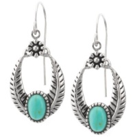Sterling Silver Oval Textured Turquoise Drop Earrings