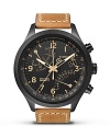 Modern, sleek and simple, Timex's leather-trimmed chronograph is a forward fasten-on. Keep it classic and wear this piece on the weekends to trim casual-cool staples.