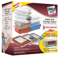 Space Bag # BR-95903, 4 Piece Organizer Set contains: 3 X-Large Vacuum Bags & 1 Jumbo Organizer with Handles