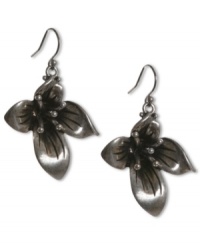 A bouquet of beauty from Lucky Brand. Shaped like pretty orchids, these drop earrings are crafted in silver tone mixed metal. Approximate drop: 1-1/4 inches. A bouquet of beauty from Lucky Brand. Shaped like pretty orchids, these drop earrings are crafted in silver tone mixed metal. Approximate drop: 1-1/4 inches.