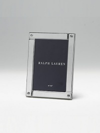 A modern design in polished silverplate, boldly punctuated with bolts at each corner. Black fabric backing Anti-tarnish finish Silver-plated RL closure Signature gift box Imported A modern design in polished silverplate, boldly punctuated with bolts at each corner. Black fabric backing Anti-tarnish finish Silver-plated RL closure Signature gift box Imported