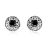 0.33ct TDW Black and White Diamond Cluster Earrings in Sterling Silver