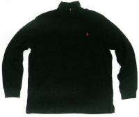Polo Ralph Lauren Men's Long-sleeved Quarter-zip Sweatshirt in Black, Red Pony Polo Ralph Lauren Men's Long-sleeved Quarter-zip Sweatshirt in Black, Red Pony