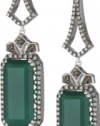 Badgley Mischka Fine Jewelry Champagne Diamonds Green Agate and Smokey Quartz Earrings