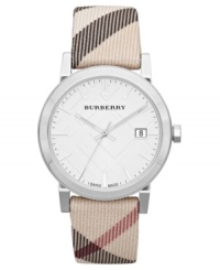 This casual chic timepiece from Burberry flaunts their iconic check patterns, creating an accessory that's a fashionable addition to your jewelry box. This casual chic timepiece from Burberry flaunts their iconic check patterns, creating an accessory that's a fashionable addition to your jewelry box.