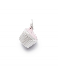 A sweet treat adds instant flavor to your style! Rembrandt's petite cupcake charm features pink enamel icing with sprinkles on top. Crafted in sterling silver. Approximate drop: 1 inch. A sweet treat adds instant flavor to your style! Rembrandt's petite cupcake charm features pink enamel icing with sprinkles on top. Crafted in sterling silver. Approximate drop: 1 inch.