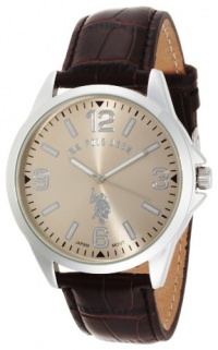 U.S. Polo Assn. Men's USC50006 Oversized Gold Dial Leather Strap Watch U.S. Polo Assn. Men's USC50006 Oversized Gold Dial Leather Strap Watch