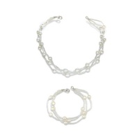 6-7mm Pearl and Crystal Bead Set, Necklace and Bracelet 6-7mm Pearl and Crystal Bead Set, Necklace and Bracelet