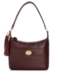 Tommy Hilfiger pairs practical style with chic sensibility. Crafted from soft pebbled leather with signature hardware and flirty tassel detail, it's the perfect accent to your favorite day looks. Tommy Hilfiger pairs practical style with chic sensibility. Crafted from soft pebbled leather with signature hardware and flirty tassel detail, it's the perfect accent to your favorite day looks.