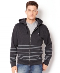 Line up your attire for the season with this striped hoodie from Nautica.