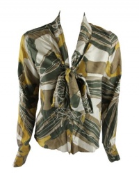 Rachel Zoe womens natalie printed tie neck button up blouse top Rachel Zoe womens natalie printed tie neck button up blouse top