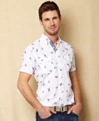 This short-sleeved anchor print shirt from Nautica won't weigh your down this season.