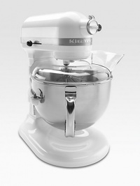 A high-performance, professional-level mixer with a powerful motor and a large stainless steel bowl that can effectively mix up to 14 cups of flour per batch and powerfully churn through yeast bread dough and triple batches of cookie dough. For use with US power sockets only.