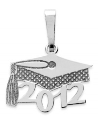 Lift your cap and salute your success! This polished charm pendant features a 2012 graduation cap, perfect for the accomplished student in your life. Crafted in 14k white gold. Chain not included. Approximate drop: 3/4 inch.