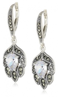 Judith Jack Holiday Glamour Sterling Silver, Marcasite and Cubic Zirconia Vintage Drop Earrings