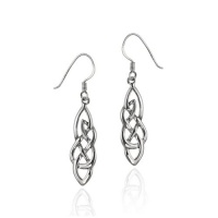 Sterling Silver Elongated Open Celtic Knot French Wire Earrings Sterling Silver Elongated Open Celtic Knot French Wire Earrings