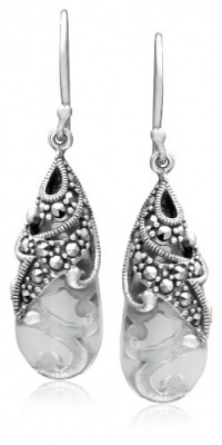 Sterling Silver Marcasite and Colored Glass Teardrop Earrings Sterling Silver Marcasite and Colored Glass Teardrop Earrings