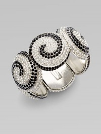 A stretch style that makes a statement. Pavé Swarovski crystals Electroplated rhodium Diameter, about 2¼ Made in USA A stretch style that makes a statement. Pavé Swarovski crystals Electroplated rhodium Diameter, about 2¼ Made in USA