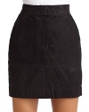 THE LOOKBanded waist with tonal seam detailingZip fly with slide tab closureDual angled pocketsTHE FITAbout 19 from waist to hemTHE MATERIALLeatherFully linedCARE & ORIGINDry cleanMade in USAModel shown is 5'11 (180cm) wearing US size 4. 