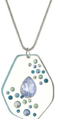 Nine West Gem Class Silver-Tone Blue Studded Pendant Necklace