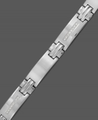 It's his time to shine. This polished men's style features a rectangular link design accented by round-cut diamonds (1-1/4 ct. t.w). Set in stainless steel. Approximate length: 8-1/2 inches. It's his time to shine. This polished men's style features a rectangular link design accented by round-cut diamonds (1-1/4 ct. t.w). Set in stainless steel. Approximate length: 8-1/2 inches.