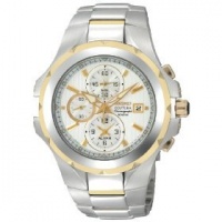 Seiko Men's SNAD54 Coutura Alarm Chronograph Two-Tone White Dial Watch Seiko Men's SNAD54 Coutura Alarm Chronograph Two-Tone White Dial Watch