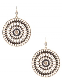 GUESS Black and Gold-Tone Disc Hoop Earrings, GOLD GUESS Black and Gold-Tone Disc Hoop Earrings, GOLD