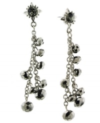 Shimmering style. Add glitz and glamour to your everyday look with 2028's sparkling drop earrings. Featuring rondelle glass beads, they're crafted in hematite tone mixed metal. Approximate drop: 2-1/2 inches. Shimmering style. Add glitz and glamour to your everyday look with 2028's sparkling drop earrings. Featuring rondelle glass beads, they're crafted in hematite tone mixed metal. Approximate drop: 2-1/2 inches.