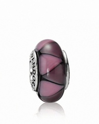 A tasteful triangle pattern adorns this glossy murano glass charm. Logo-engraved sterling silver trim displays the PANDORA signature. A tasteful triangle pattern adorns this glossy murano glass charm. Logo-engraved sterling silver trim displays the PANDORA signature.
