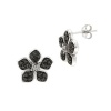 Sterling Silver Black-Diamond Flower Earrings