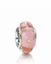 This murano glass charm features a delicate floral design and sterling silver logo-engraved trim. By PANDORA.