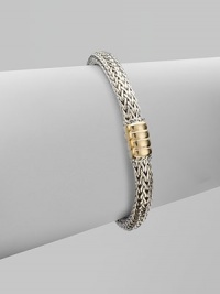 From the Bedeg Collection. A braided sterling silver chain with a beautifully radiant 18k gold station closure. 18k goldSterling silverLength, about 7½Push clasp closureImported 