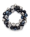 Add sparkle to a black-tie ballgown or spice up your office wear. This versatile stretch bracelet by Ali Khan features jet black and hematite-colored glass beads in a chic cluster design. Crafted in mixed metal. Approximate diameter: 2 inches.