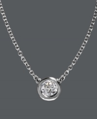 Polish your look with the perfect drop of sparkle. Trio by Effy Collection's stunning diamond pendant features a bezel-set, round-cut diamond (1/5 ct. t.w.) set in 14k white gold. Approximate length: 18 inches. Approximate drop: 1/4 inch.