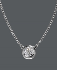 Polish your look with the perfect drop of sparkle. Trio by Effy Collection's stunning diamond pendant features a bezel-set, round-cut diamond (1/5 ct. t.w.) set in 14k white gold. Approximate length: 18 inches. Approximate drop: 1/4 inch. Polish your look with the perfect drop of sparkle. Trio by Effy Collection's stunning diamond pendant features a bezel-set, round-cut diamond (1/5 ct. t.w.) set in 14k white gold. Approximate length: 18 inches. Approximate drop: 1/4 inch.