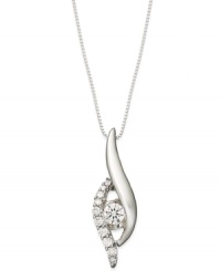 Exquisite shimmer. Sirena's stunning marquise-shaped pendant features smooth swirls of 14k white gold and sparkling, round-cut diamonds (1/2 ct. t.w.). Approximate length: 18 inches. Approximate drop: 1 inch. Exquisite shimmer. Sirena's stunning marquise-shaped pendant features smooth swirls of 14k white gold and sparkling, round-cut diamonds (1/2 ct. t.w.). Approximate length: 18 inches. Approximate drop: 1 inch.