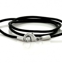 Black Soft Smooth Silky 2mm Rubber Cord Chain 18-20 inch Necklace with Sterling Silver Lobster Clasp Black Soft Smooth Silky 2mm Rubber Cord Chain 18-20 inch Necklace with Sterling Silver Lobster Clasp