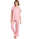 Vanity Fair Women's Colortura Short Sleeve Pajama, Rose Dusk, Large