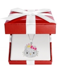 A sparkling sensation. This sterling silver Princess Kitty pendant from Hello Kitty glistens with round-cut crystal accents. Approximate length: 18 inches. Approximate drop: 1 inch. A sparkling sensation. This sterling silver Princess Kitty pendant from Hello Kitty glistens with round-cut crystal accents. Approximate length: 18 inches. Approximate drop: 1 inch.