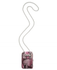 Have a spring fling with this adventure-ready design from Nine West. Easily stores your phone, cash, cards and ID, while keeping chic with a shiny chain shoulder strap. Have a spring fling with this adventure-ready design from Nine West. Easily stores your phone, cash, cards and ID, while keeping chic with a shiny chain shoulder strap.