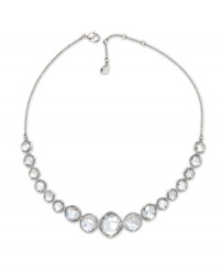 Show off your unique sense of style in Swarovski's distinctive rhinestone collar necklace, embellished with organically-shaped crystals. Crafted in silver tone mixed metal. Approximate length: 15 inches. Show off your unique sense of style in Swarovski's distinctive rhinestone collar necklace, embellished with organically-shaped crystals. Crafted in silver tone mixed metal. Approximate length: 15 inches.
