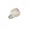 925 Silver & Diamond Square Ring with 14k Gold Accents (0.15ctw)- Sizes 6-8