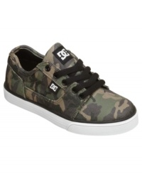 Camouflaged cool. These slick Bristol kicks from DC Shoes add an edge to his look this fall. Camouflaged cool. These slick Bristol kicks from DC Shoes add an edge to his look this fall.