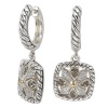 925 Silver, Brown & White Diamond Square Dangle Earrings with 18k Gold Accents (0.10ctw)